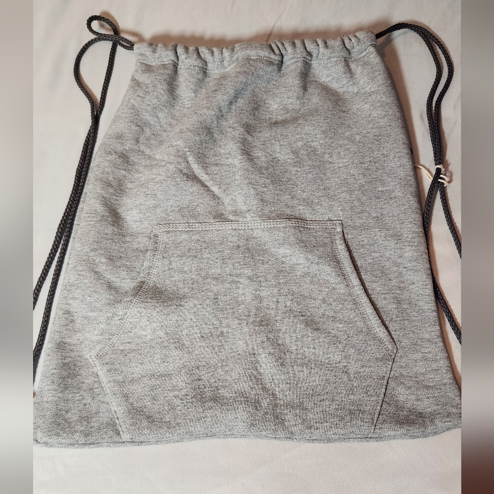 NWT Port & Company Gray Drawstring Backpack